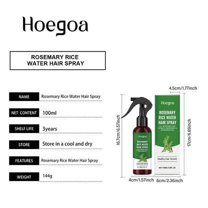 Rosemary Rice Water Hair Growth Spray with Peppermint Biotin Advanced Scalp Treatment for Thinning Hair Regrowth for Men & Women